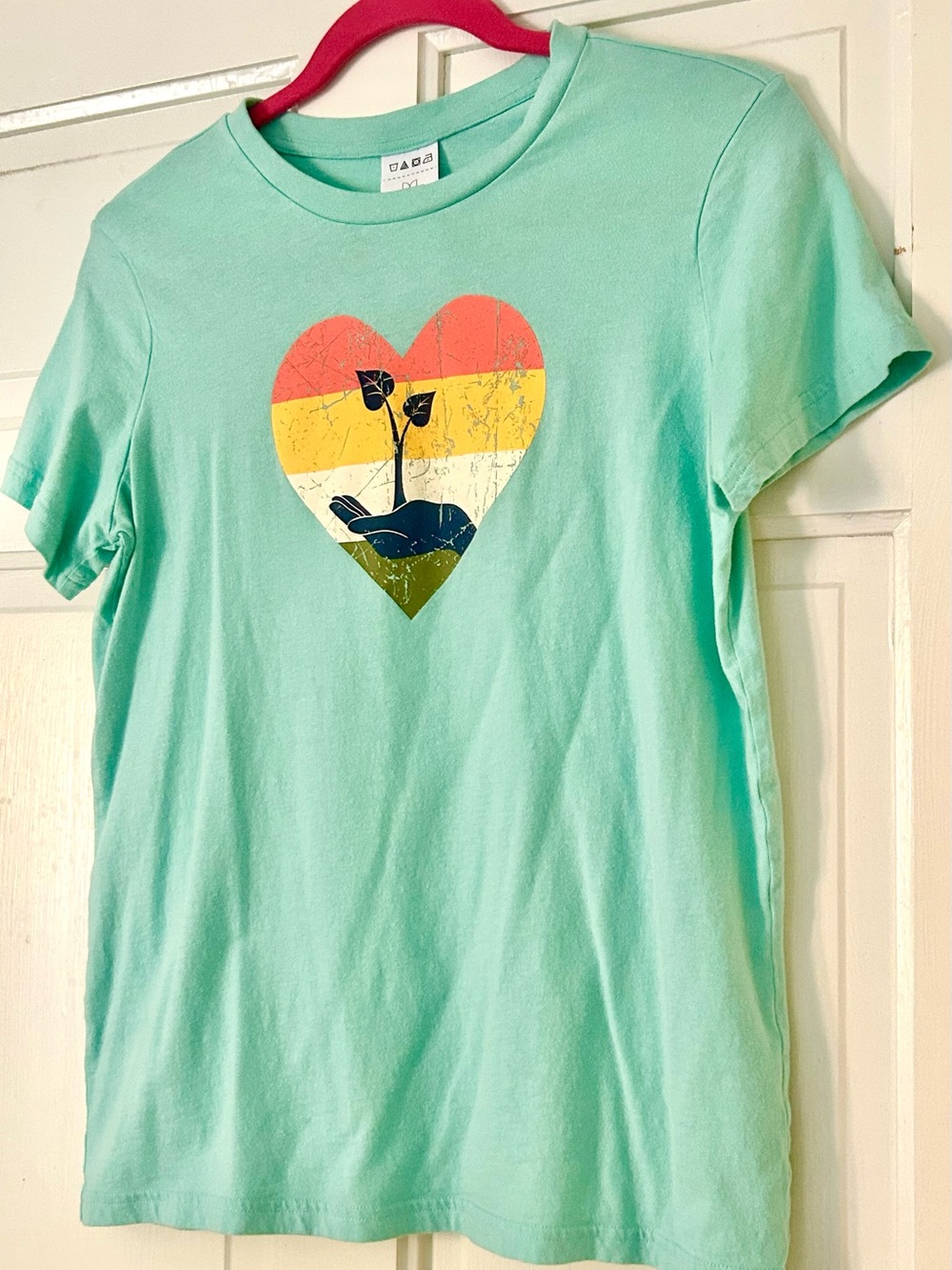 Mint Green Plant Heart Graphic Tee
